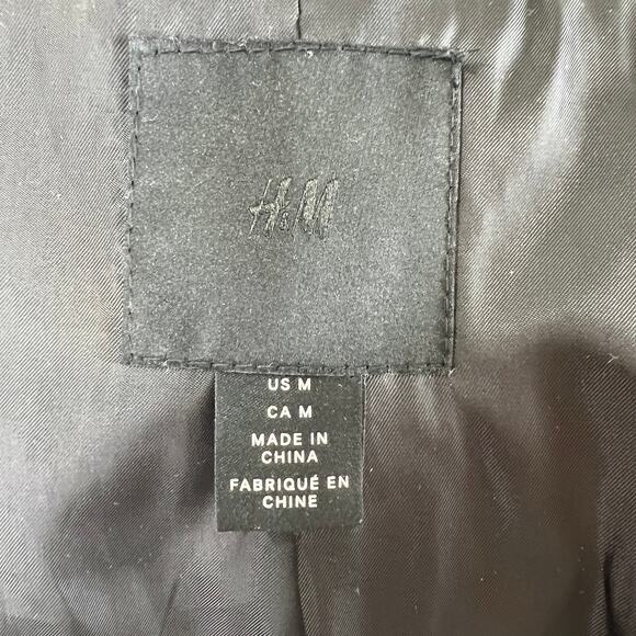 H&M Black Long Sleeve Asymmetrical Zip Faux Suede Moto Jacket Size M Medium - Picture 6 of 8